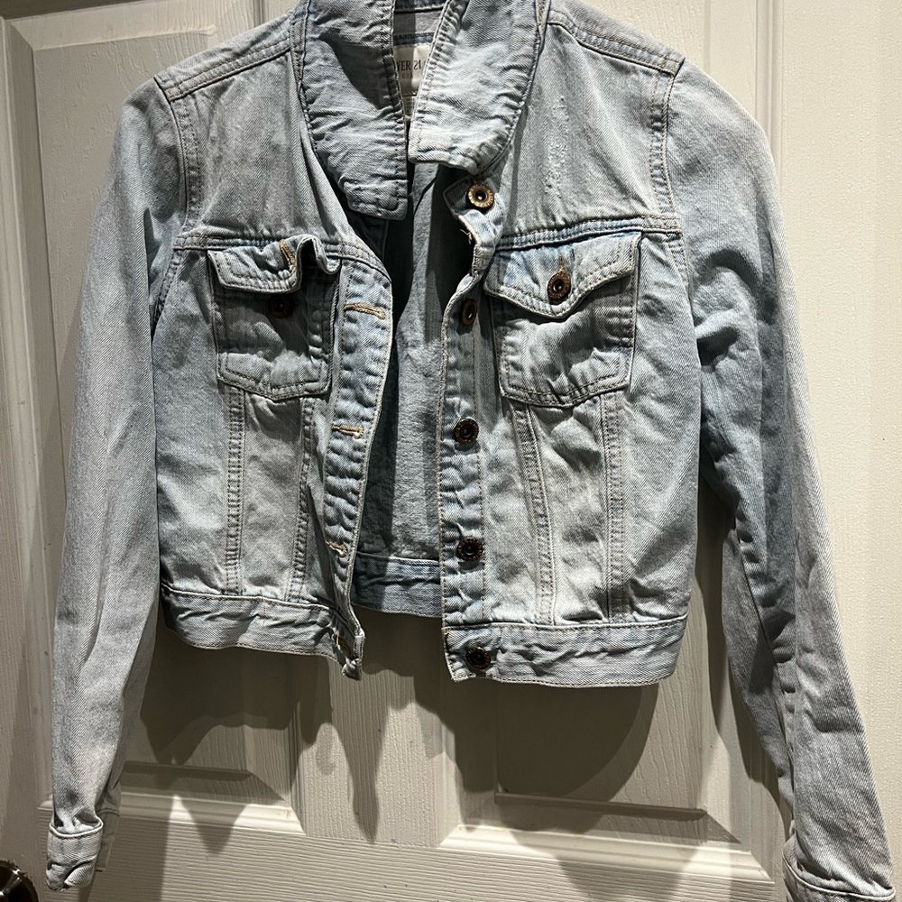 Forever 21 Blue Cropped Jean Jacket